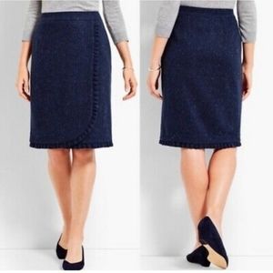 NEW Talbots Donegal Tweed Shetland Wool Ruffle Wrap Midi A Line Skirt